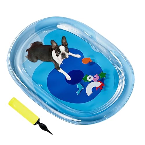 猫の水ベッド、インフレータ付きの犬用ウォーターベッド冷却マット、インフレータブル構造とポーチバルコニーの裏庭での屋内屋外パティオ用感膨張膨張可能な構造と冷却の利点により、猫の水ベッドは、運動と活動を促進しながら、ペットに特別な感覚体験を提供します。屋内およ