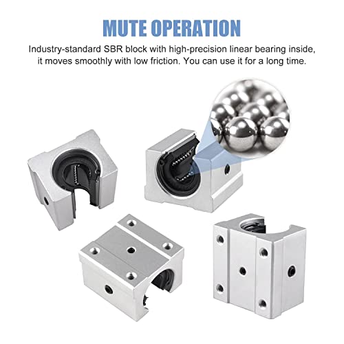 CNCMANS SBR20 Linear Rail 3000mm, 4PCS SBR20 Linear Rail 1500mm Linear Rail Shaft Rod + 8PCS SBR20UU Bearing Block and 4PCS Dowels for DIY CNC Routers Lathes Mills （spliced） - Image 3