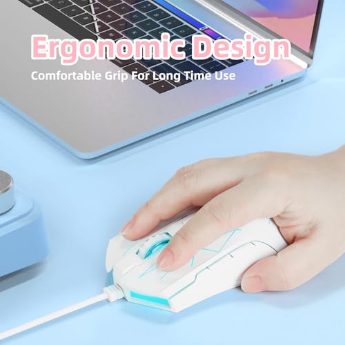 Image of RGB Lightweight Gaming Mouse, Programmable 7 Buttons, Ergonomic LED Backlit USB Gamer Mice Computer Laptop PC, for Windows Mac OS Linux, Pink (Star White)