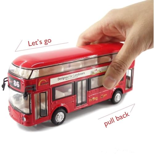 Image of DEOXY Double Decker Toys for Kids Diecast Metal Alloy London Bus Light & Music Open Door Collection Toys for Boy Kids, Brown