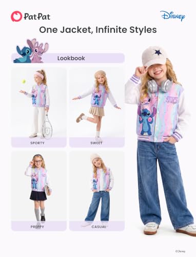 Image of Disney Girl & Boy Varsity Bomber Jacket Fall Sweatshirt Toddler to Big Kid
