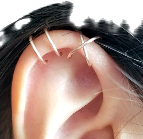 No Piercing Set Of Two Ear Cuffs For Upper Ear Cartilage,Fake Conch Earring, ear jackets- Sterling Silver, 14k Gold Filled.