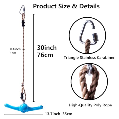 OMNISAFE Ninja-Twister Swing Spins Set, 360° Handle Twist-Kid Ninja Hang Toys, Adjustable Slackline Attachments, Playground Doorway Outdoor Backyard Toddler Swing, Exercise Coordination & Strength