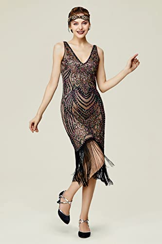 BABEYOND Flapper Dresses 1920s V Neck Beaded Fringed Great Gatsby Dress3