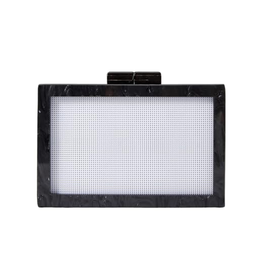 Image of RomanticDesign Women Acrylic Handbag Rattan Woven Pattern Square Box Crossbody Handbag Shoulder Bag Chain Purse