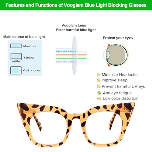 Image of VOOGLAM Cateye Blue Light Glasses for Women Anti Eyestrain Dry Eyes Computer Phone TV Eyewear