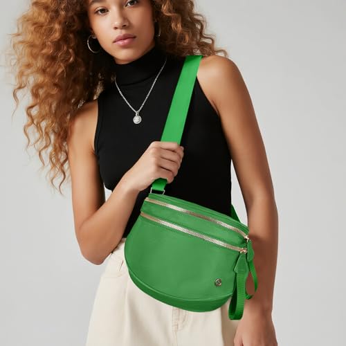 Image of Womens Crossbody Bag, Spacious Nylon Bum Bag Trendy Shoulder Purse with Adjustable Strap Zipped Travel Essentials