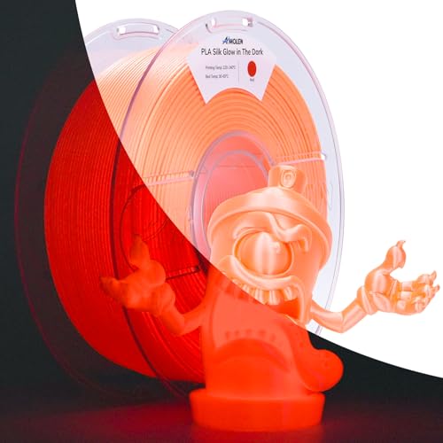 AMOLEN Glow in the Dark PLA Filament，Shiny Silk & Glow 3D Printer Filament PLA Glow Filament 1.75mm Orange-Red, Best with UV Lamps, Dimensional Accuracy +/- 0.02 mm 1KG(2.2lb)