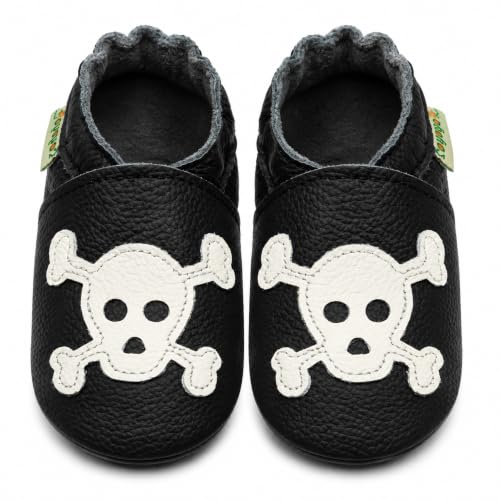 Image of SAYOYO Baby Leather Moccasins Suede Sole Infant Toddler First Steps | Premium breathable leather,non-slip suede sole,stretch elastic ankle,no pinching,fits 0-36M,easy spot-clean