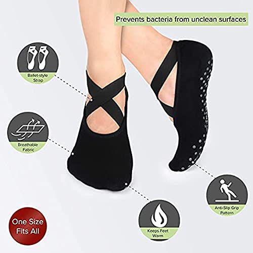 Marrone Women's Anti Bacterial Anti-Skid Quarter Length Yoga/Pilates/Dance/Ballet Made With Bamboo Cotton Walking & Bikram Fitness Socks With Grips 4