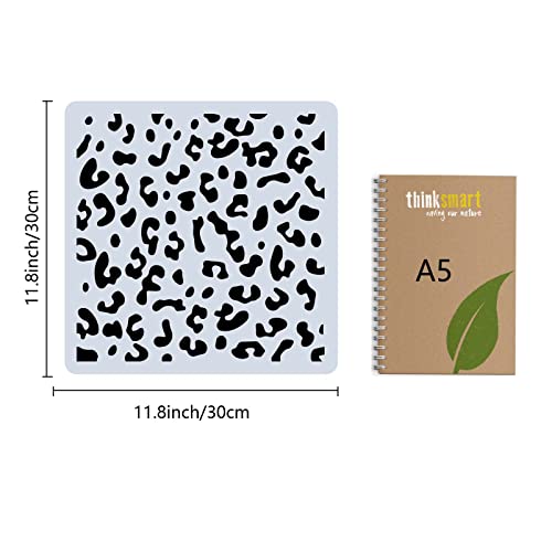 GORGECRAFT Leopard Print Stencil Template Geometric Pattern 30x30cm Large Reusable Plastic Square Stencil Sign for Painting on Wood Wall Scrapbook Card Floor Drawing DIY Decor Crafts - Image 2