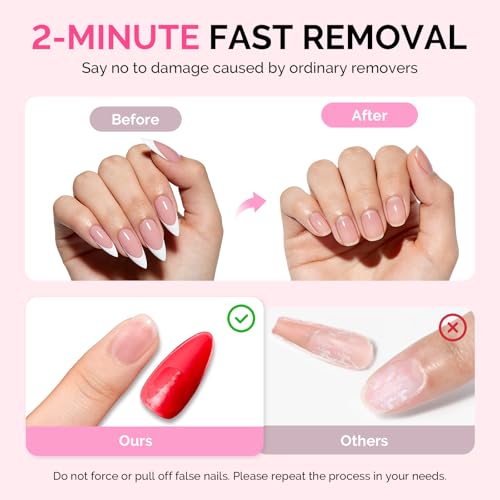 Image of MelodySusie 50ML Semi-Cured Gel Nail Strip Remover, Acetone Free Nail Polish Remover Multi-Functional Remover for Acrylic Tips Gentle Glue Remover with Stick