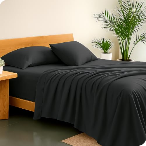 Image of Luxury Cotton Bedsheets - King Size 102 x 108 Inches - Super Soft, Lightweight & Wrinkle-Free - Includes 2 Pillow Covers - Dark Grey