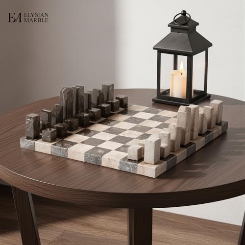 Modern Chess Set – Tablero y piezas de mármol artesanal miniatura 2