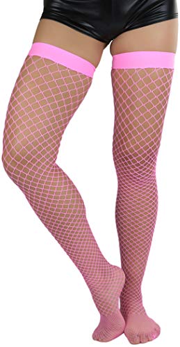 Image of ToBeInStyle Women's Vibrant Large Net Fishnet Thigh High Elastic Nylon Novelty Stockings