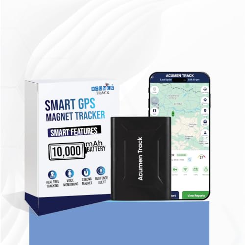 Acumen Track GO GPS Tracker for Car (with 4G SIM) - Wireless GPS Device for Kids, Bike, Car, Scooty or Anything | Magnet Device | Voice Monitoring | 10,000 mAh Battery | 1 Year Android + iOS |