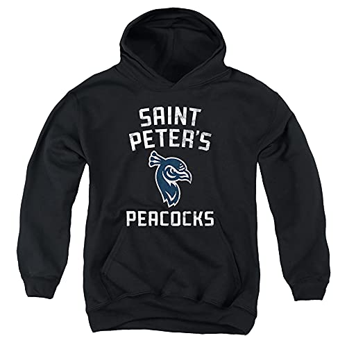 Saint Peters University Official Saint Peters Peacocks Logo Unisex Youth Pull-Over Hoodie ,Black, Medium