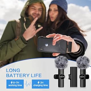 OSA Lavalier - Mini Microfono Wireless per iPhone, Registrazione Video, YouTube, Intervista, Vlog (per iPhone 14 e Precedenti) - 2 Microfoni Inclusi