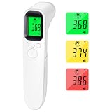 AOOSU Kontaktloses Stirnthermometer, Digitales Infrarot Fieberthermometer für Babys Kinder und Erwachsene, 2-in-1 Körper- & Objekttemperatur mit Fieberalarm, 3-Farben LCD Display, Speicherfunktion