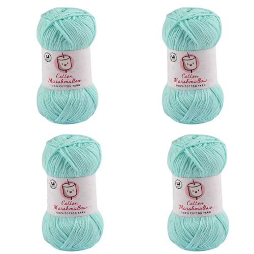 Image of NESTNHAVEN Cotton Marshmallow 100% Cotton Yarn - (50 g, 130 m) - Luxury Yarn for Crochet, Amigurumi, Embroidery, Toys, Garments, Flowers and Hobby Projects (Light Turquoise) |