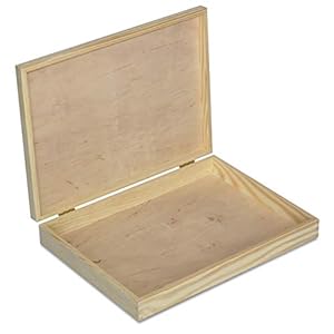 Creative Deco Onbeschilderde Platte Houten A4 Opslagdoos | 33,2 x 25,2 x 4,2 cm | Perfect voor documenten, Kostbaarheden…