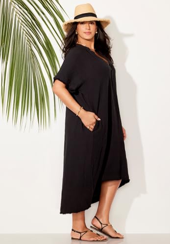 Swimsuits For All Women's Gauze High-Low Sun Dress Cover Up (Plus3