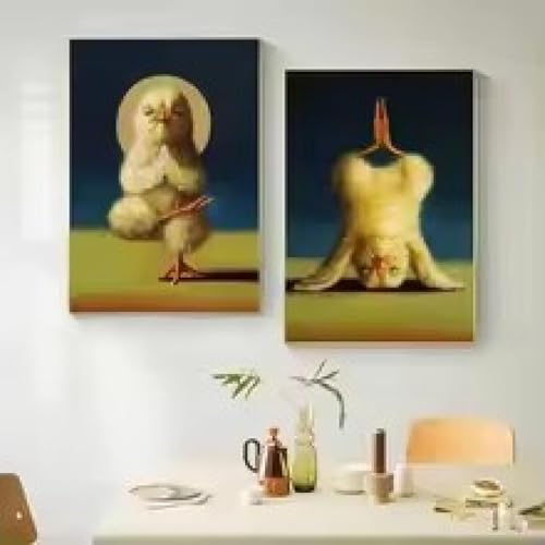 Posters de gym amusants de poulet pour rompre la monotonie des murs blancs