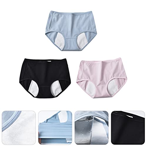 EXCEART 3Pcs Menstruação Período Calcinhas Cuecas de Algodão Das Mulheres À Prova de Vazamento- Orgâ