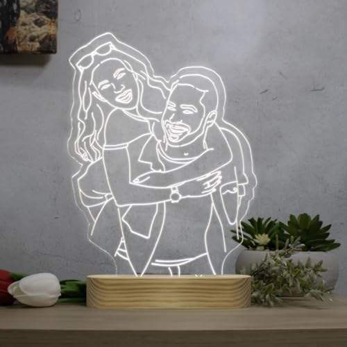 Lámpara Led 3D Personalizada con tu Foto. Regalos Personalizados Para San Valentín, Día del Padre, Día de la Madre, Aniversario. Placa de Metacrilato con Luz. (15,5 cm ancho)