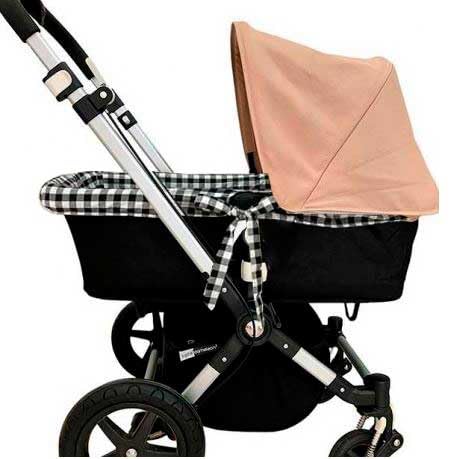 Vestidura capazo 100% algodón bebé universal - compatible bugaboo jane inglesina - vichy negro