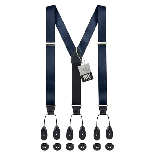 Image of HOLD'EM Tuxedo Suspenders Formal Black 100% Silk Made in USA Button Suspenders for Men Wedding Tux Suspenders for Men