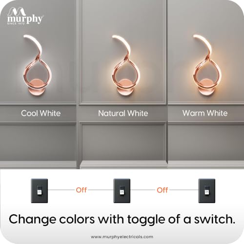 Image of Murphy Luxora Elegant LED Wall Lamp for Home - 2 Years Warranty - Modern Aluminium Light with 3 Color Modes (Rose Gold, Pack of 1)