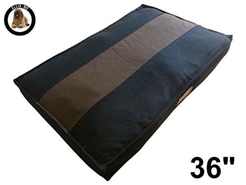Ellie-Bo Indoor Dog Bed Cover, For Soft and Washable Dog Crate Mattress, Canvas Cover Polyester Fiber Filler Fit 36 Inch Cage, Size L 87 x 57 x 10cm Striped Dog Bed in Black & Brown - Image 2