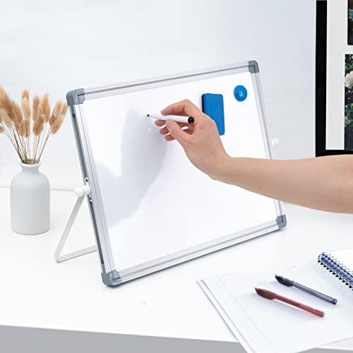 Dry Erase White Board, Arcobis 12"X16" Magnetic Desktop Whiteboard With Stand, 10 Markers, 4 Magnets, 1 Eraser, Double-Sided Small White Board Easel For Drawing Memo To Do List School #TOP4