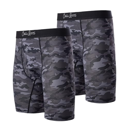 Chill Boys Cool Men's Boxer Briefs 2 Pack Print Boxers. Comfortable Men's Underwear. Breathable Anti-Chafing Boxers for Men