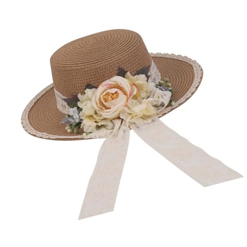 Sombrero Panamá de paja para mujer, plano, para sol y playa miniatura 1