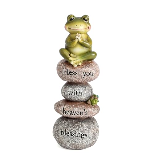 Garden Yoga Frog Statue Decor Meditation Zen Yoga Frog Figurines for Home and Garden Decoration, Gifts for Women Patio Yard Lawn Outdoor Sculptures, Bless You