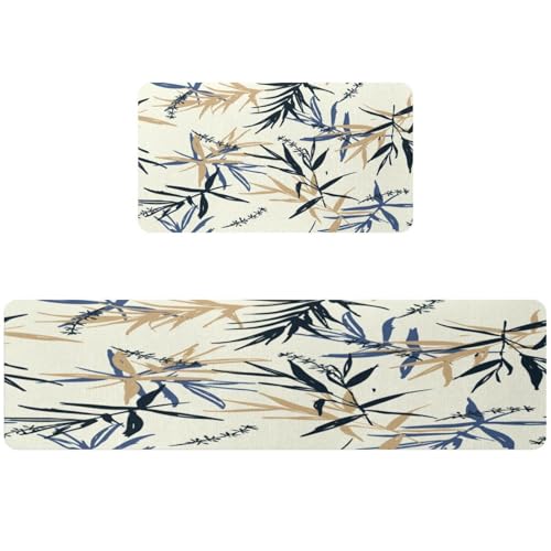 Tapetes de cocina antideslizantes de hojas de cepillo lavables set de 2 2