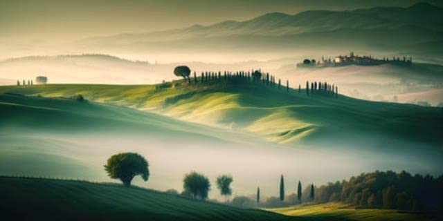 Tableau acrylique de Toscane pour voyager en Italie depuis votre canapé