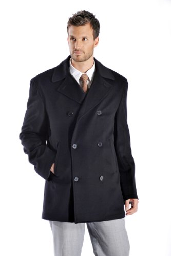 Cashmere Boutique 30% Cashmere and 70% Fine Wool Pea Coats for Men – Double Breasted, Soft and Warm3