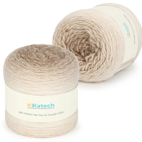 Image of Katech Ombre Yarn for Crocheting-Large Skein of Gradient Yarn Cake-2 Pack of 200g /7.05 oz-80% Acrylic,20% Nylon- #4 Medium-Perfect for Star Blankets, Scarves, Shawls and Garments (D)