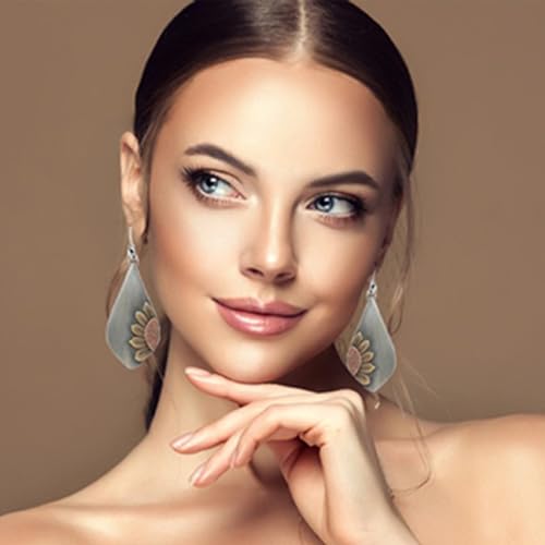 9 Pairs Boho Earrings for Women Vintage Jewelry Set Teardrop Sunflower Dangle Earrings with Leather Wrap Bracelets Christmas Gifts4