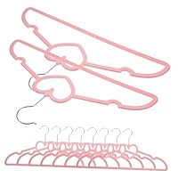 FONDOTIN 10 pcs Heart Shaped Clothes Hangers for Adults Non-slip Plastic with Swivel Hook Sturdy Coat and Shirt Hangers for Dresses Pants Skirts and Space-saving in Pink
