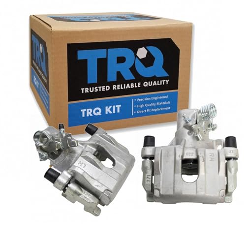 Image of TRQ Rear Brake Caliper Set Zinc Coated Brackets Hardware Compatible with 2012-2018 Ford Focus