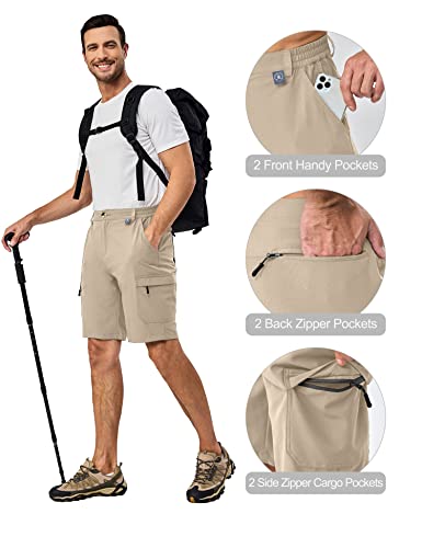 Little Donkey Andy Men's 10 Inch Quick Dry Cargo Shorts Stretch Lightweight Outdoor Hiking Shorts Upf 50 Khaki Size S #TOP3