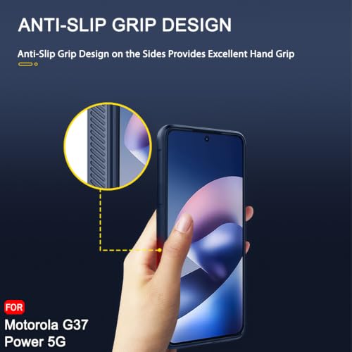 Image of TheGiftKart Liquid Silicon Back Cover Case for Motorola Moto G37 Power 5G | Shockproof Military Grade Protection | Micro-Fibre Cloth On Inner Side | Built-in Anti-Slip Grip Cover Case (TPU, Blue)