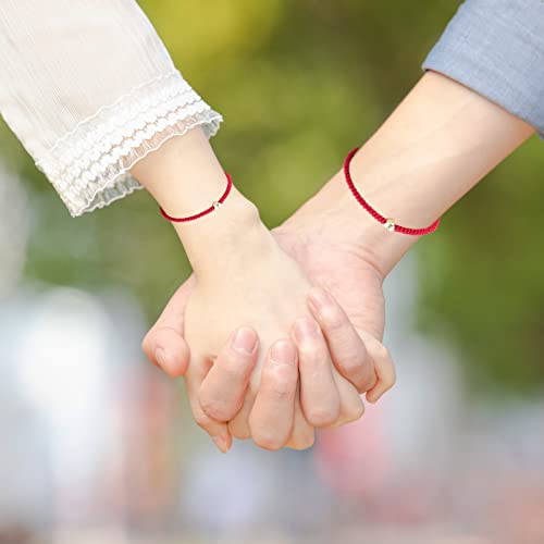 Initial Bracelet Gold Heart Love Charm Initial Bracelet Red Initial O Letter Bracelets Handmade Adjustable Rope Bracelets for Girls Boy Mom Birthday Gifts (O)4