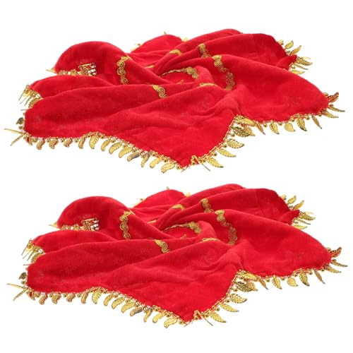 PartyKindom Dance Handkerchief Set 2 Handkerchiefs Rotating Ring for Chinese Dance Performances