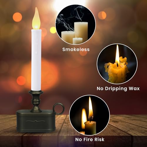 Image of Window Candles Battery Operated with Timer 8 Hours on and 16 Hours of Led Warm White with Flicker Flame (Vintage Base)