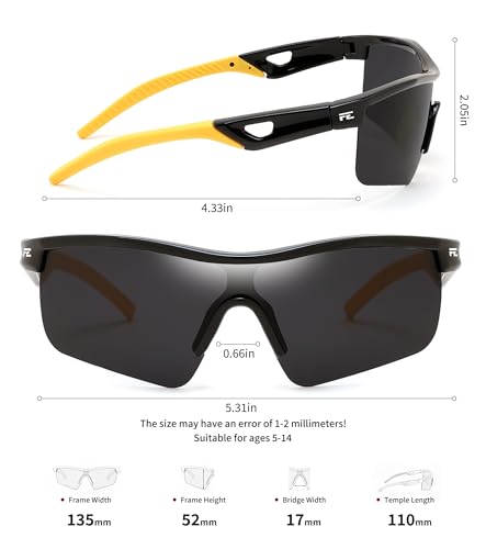 Image of FEISEDY Kids Polarized Sports Sunglasses, TR90 UV400 Baseball Cycling